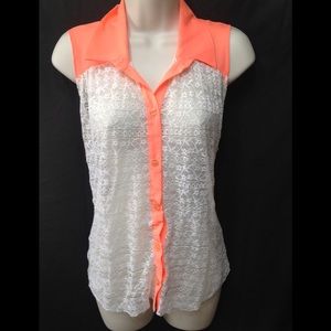 Deb Tops - Women's size Large DEB sheer lace button-down tank Deb Tops - Women's size Large DEB sheer lace button-down tank